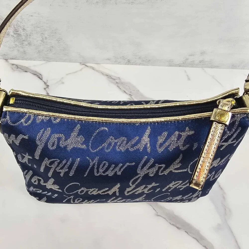 Coach Poppy New York Script Y2K Baguette Shoulder Bag - Picture 9 of 11